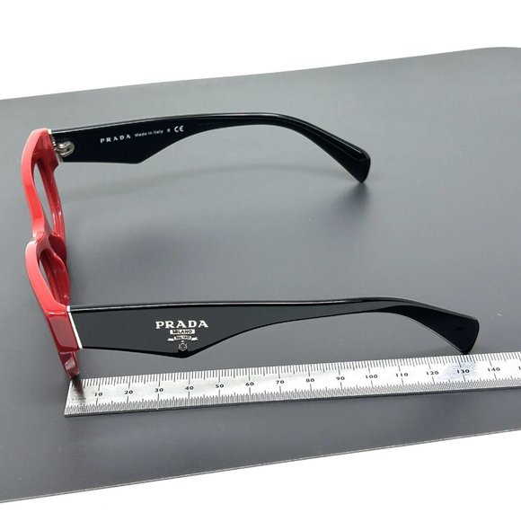 PRADA VPR13Q Eyeglasses in color SMN 1O1 Eyeglasses Frames Italy Red Black 52 mm - Picture 11 of 14